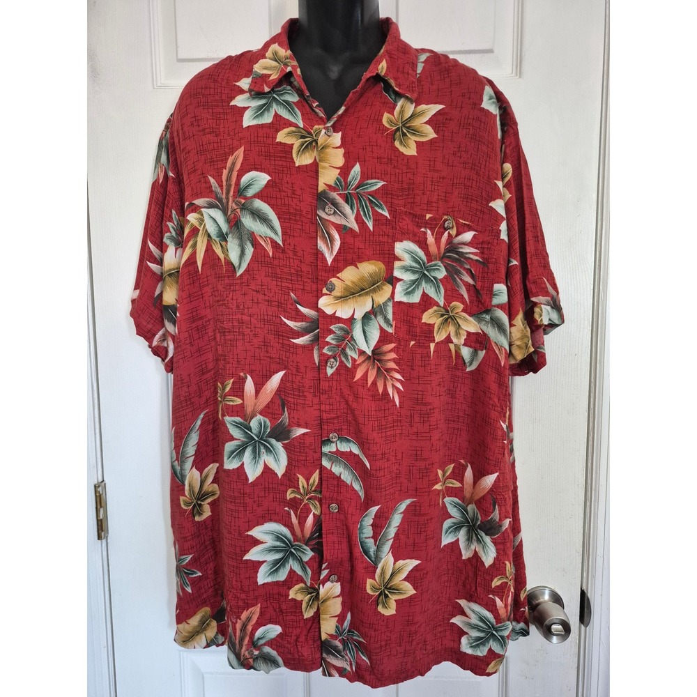 David Taylor Collection Mens 2XLT Red Tropical Floral Magnum PI Style Shirt